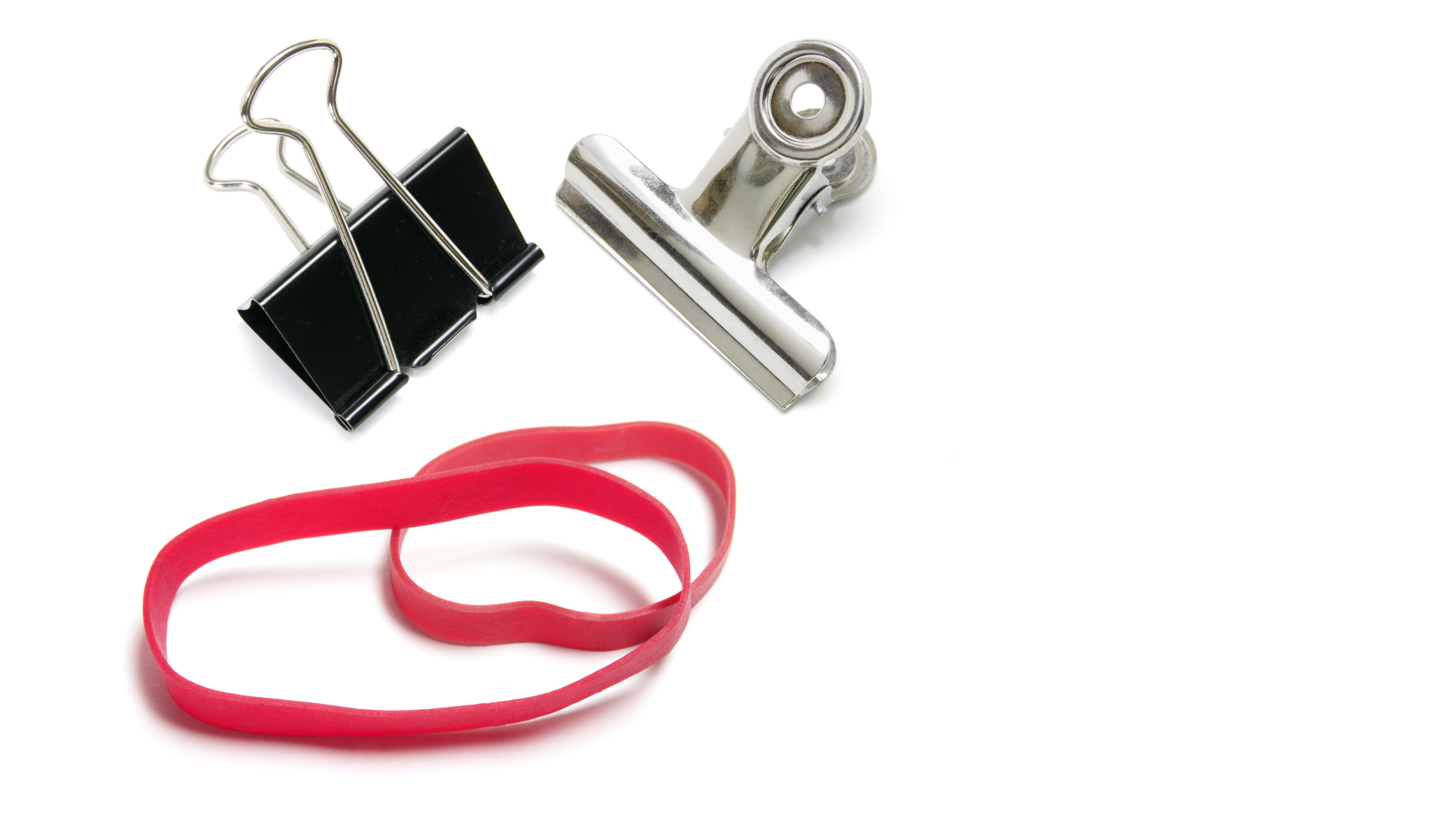 slide: two bulldog clips and a rubber band